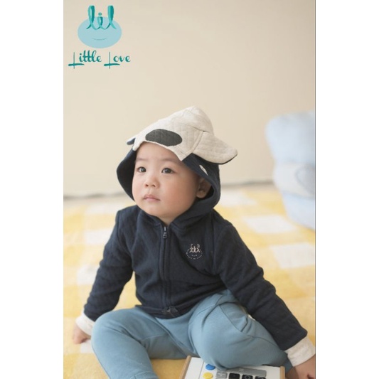 Lil little love - Áo khoác nỉ giữ ấm, chống nắng gió có mũ tai gấu đủ màu cho bé