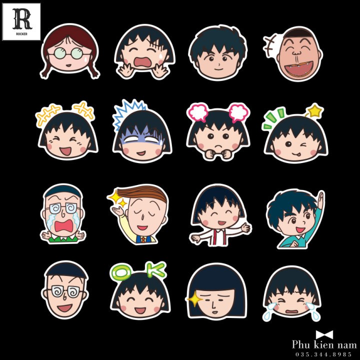 Sticker PVC Chống nước Hình dán trang trí Tường Mũ Maruko ST027