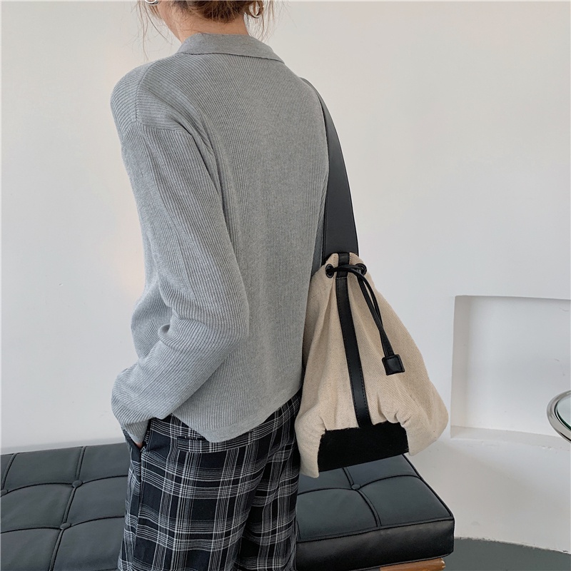 SUXI Áo Polo Dệt Kim Tay Dài Dáng Ôm Phong Cách Hàn Quốc Thời Trang Cho Nữ