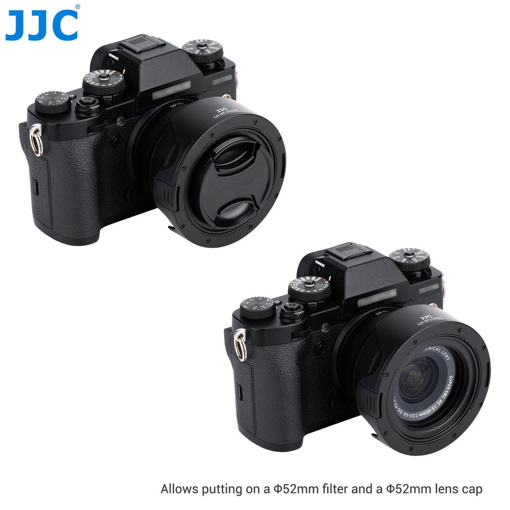JJC Loa che nắng kèm vòng chuyển đổi ống kính máy ảnh Fujifilm XC 15-45mm F3.5-5.6 OIS PZ, XF 18mm f/2 R, CAN. EF 40mm f/2.8 STM, NIK. Nikkor Z 40mm f/2, 28mm f/2.8 Nikkor Z