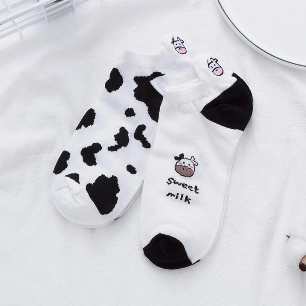 Tất Cotton WMES15H Họa Tiết Bò Sữa Hoạt Hình Vui Nhộn Thời Trang Mùa Thu