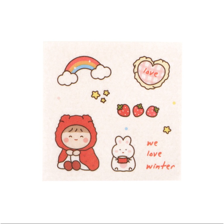 Set 10 miếng sticker, hình dán trang trí cô gái và thú cưng mini siêu cute BAG U SMINI009
