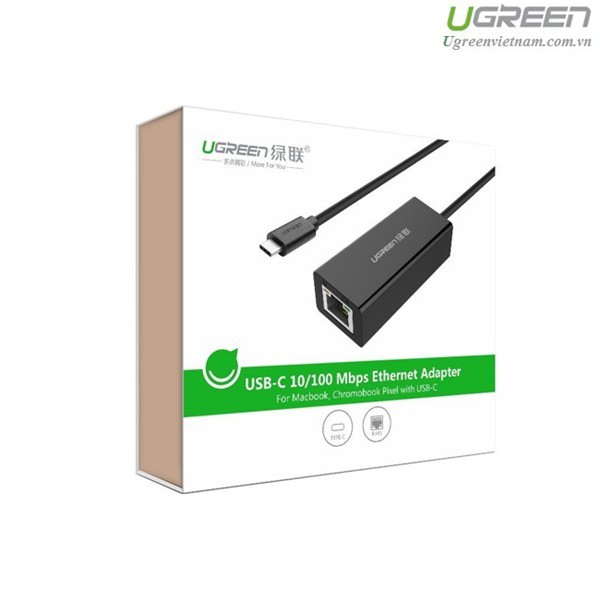 USB 2.0 chuẩn C to Lan 10/100 Mbps Ethernet Adapter 30287 Chính hãng Ugreen