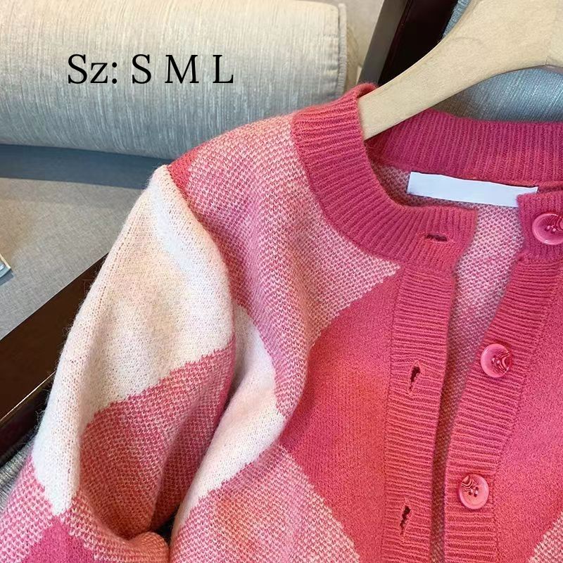 Áo len nữ cardigan dệt kim dài tay cổ tròn dài tay mềm mại màu hồng siêu xinh hàng aut xịn fizano