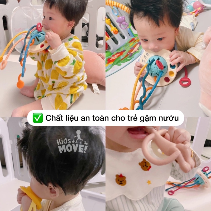 Đồ chơi đĩa bay rút dây vui nhộn cho bé từ 6 tháng tuổi gặm nướu trẻ sơ sinh và giáo dục sớm roadstar