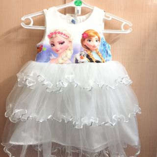 Váy elsa 2 màu trắng, hồng