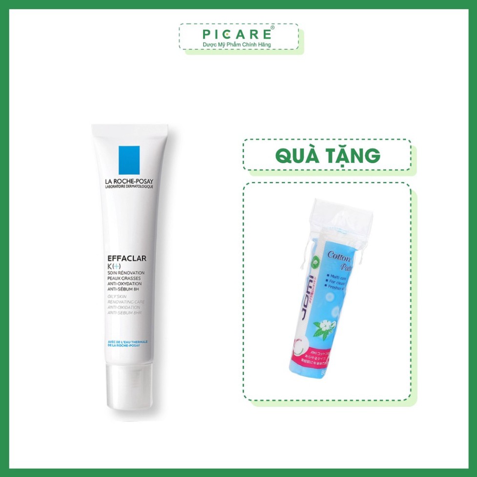 [CHÍNH HÃNG] Kem dưỡng giảm mụn đầu đen à bóng nhờn La Roche - Posay Effaclar K+ Oily Skin 40ml tặng bông tẩy trang ( 80