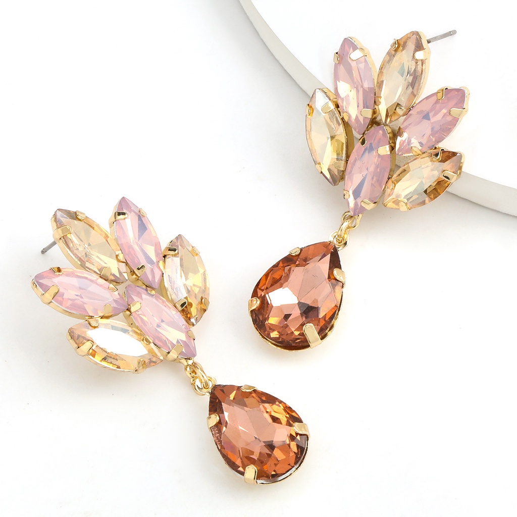 PINKDUDU Bông Tai Dáng Dài Hình Hoa Đính Pha Lê Trong Suốt Phong Cách Boho Thời Trang Cho Nữ PD409