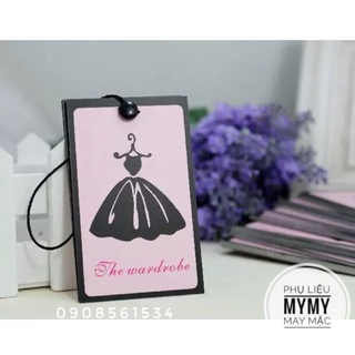 Nhãn mác giấy hình Chiếc Đầm Hồng - 50 cái