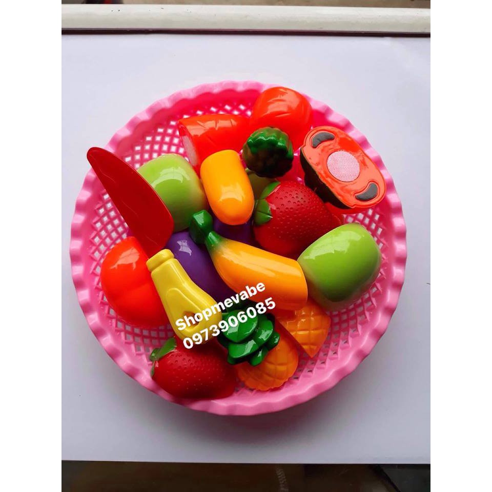 Bộ đồ chơi cắt hoa quả kèm rổ bằng nhựa cho bé