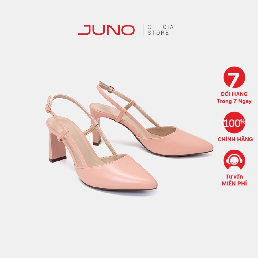 Giày Cao Gót 7cm JUNO Slingback Gót Vuông CG07126
