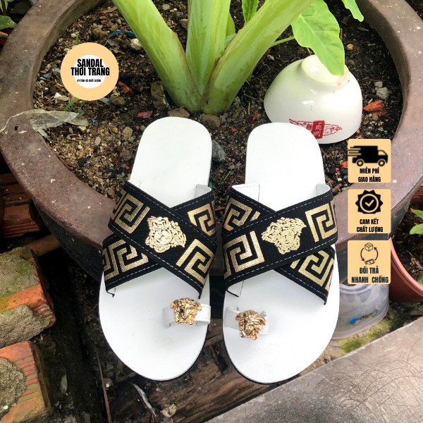 Dép sandal xỏ ngón quai chéo SANDALTHOITRANG full size 30-44 nam nữ