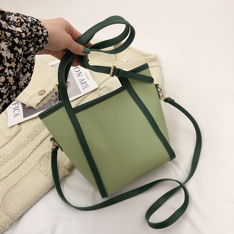 Túi Xách Đeo Vai Sức Chứa Lớn Màu Xanh Lá Thời Trang Cao Cấp Cho Nữ