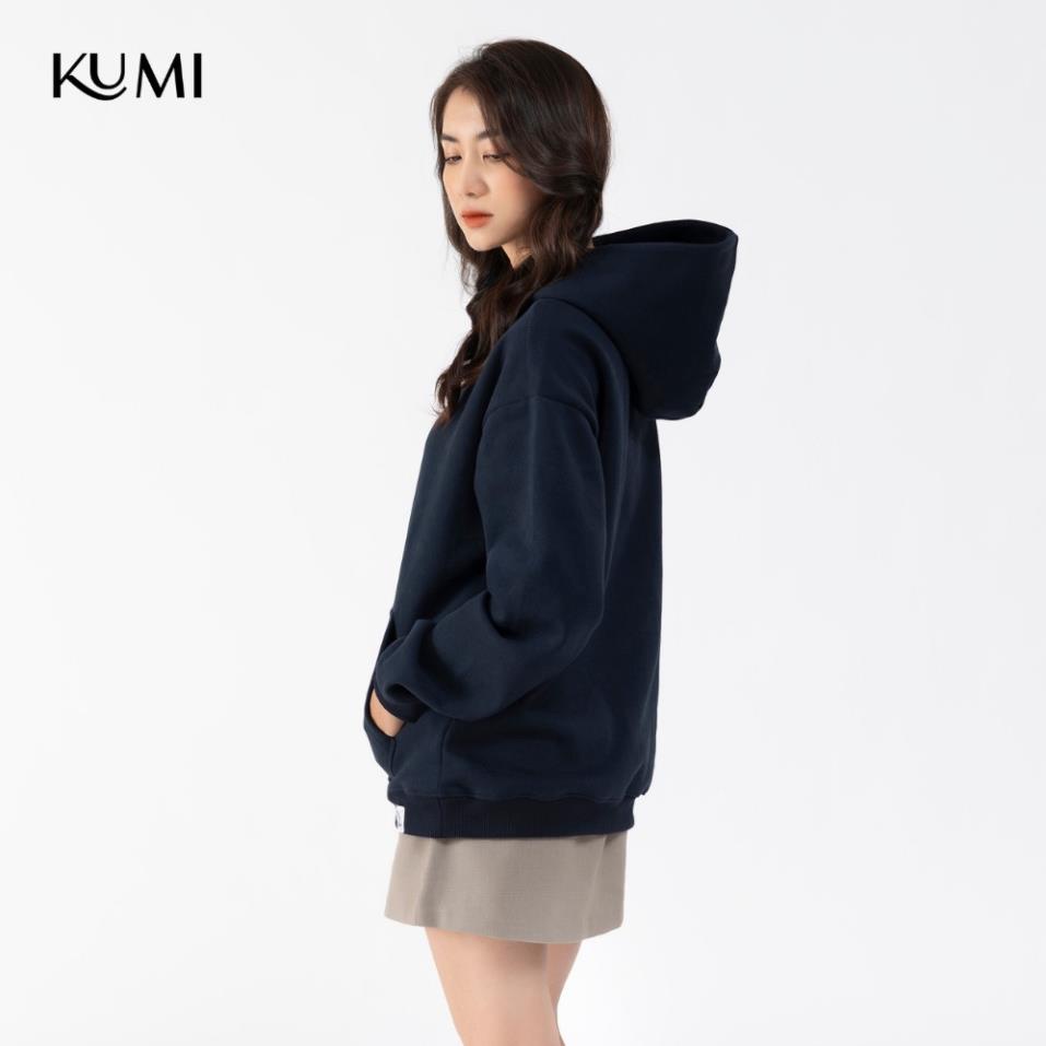 Áo Hoodie Nữ Dài Tay Có Mũ Chất Nỉ Bông Cao Cấp Kumi, Áo Nỉ Nữ Basic Có Mũ Thời Trang Trẻ Trung Năng Động - Xanh Than | BigBuy360 - bigbuy360.vn