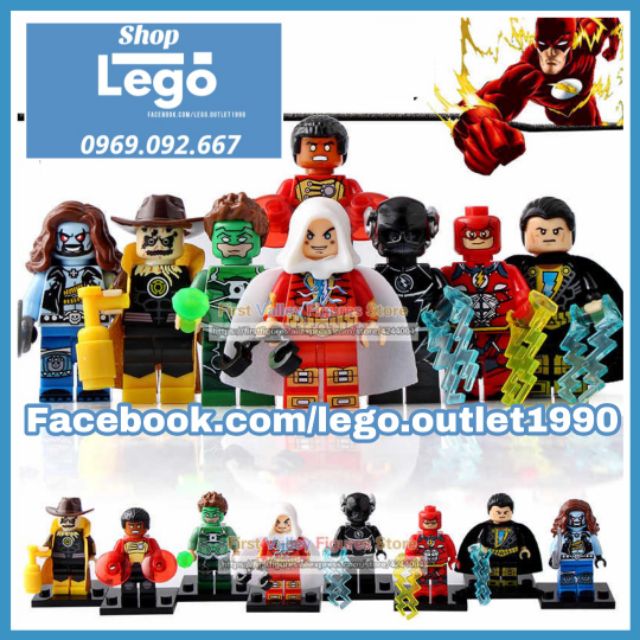 Xếp hình Flash & Shazam Green Lantern Fire Storm - Black Adam - Lobo - Scarecrow DC Comics Lego Minifigures Xinh X0153