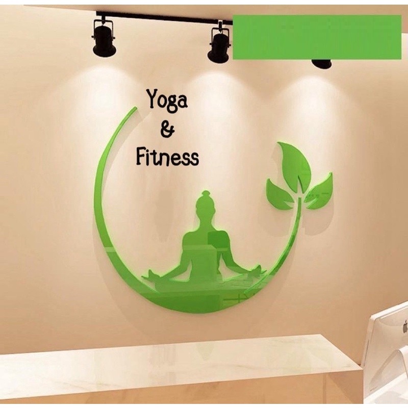 Tranh mica 3d dán tường trang trí phòng tập yoga, thể dục thể thao, shop bán đồ tập