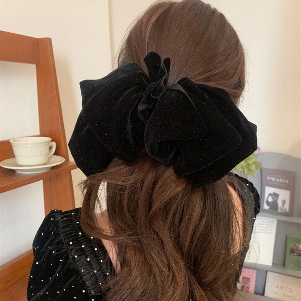 Kẹp Tóc Hình Nơ Màu Trơn Cỡ Lớn Phong Cách Vintage Thời Trang Cho Nữ