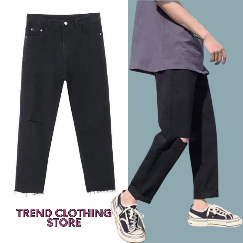 Quần jean nam, quần jeans baggy rách Gấu + Rách gối RĐ-01-Trend Clothing!