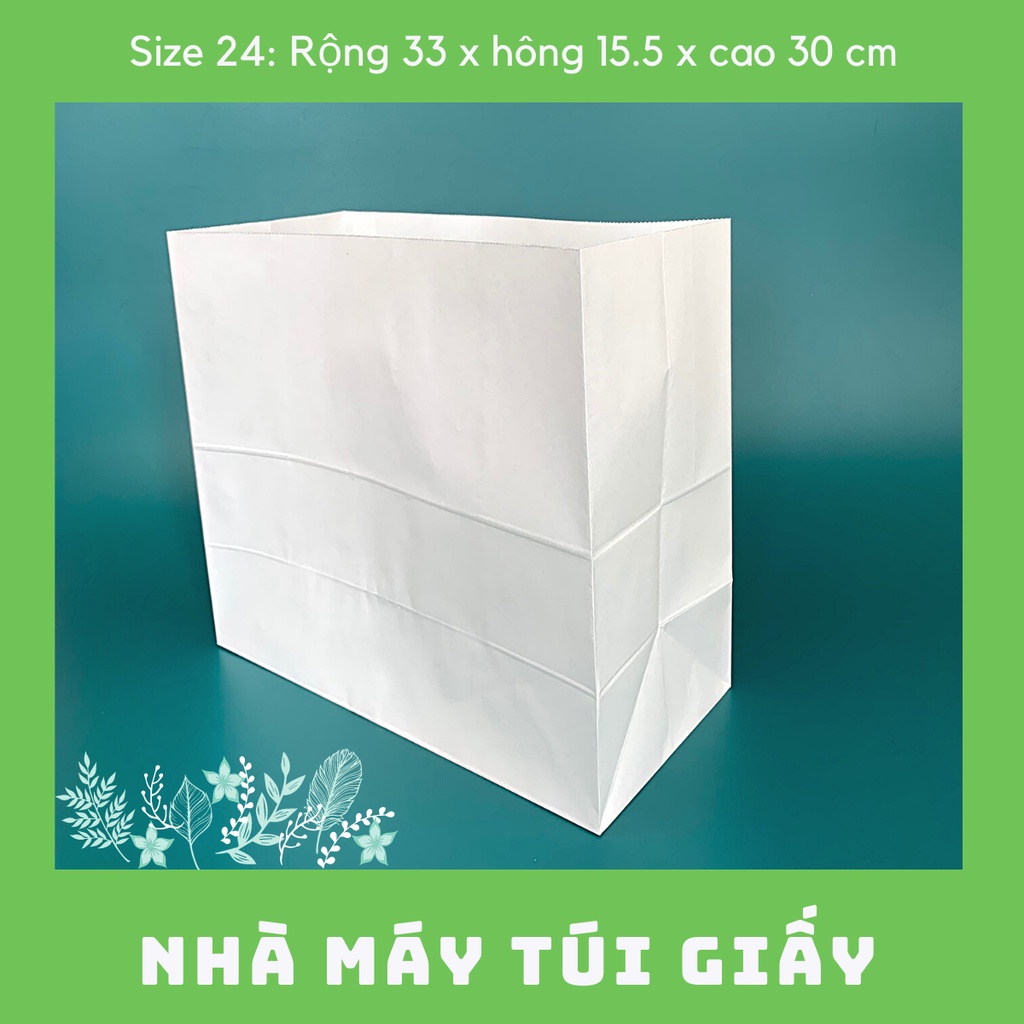 10 CHIẾC TÚI GIẤY KRAFT SIZE 24: 33x15.5x30 CM MÀU TRẮNG KHÔNG QUAI ( ẢNH THẬT)