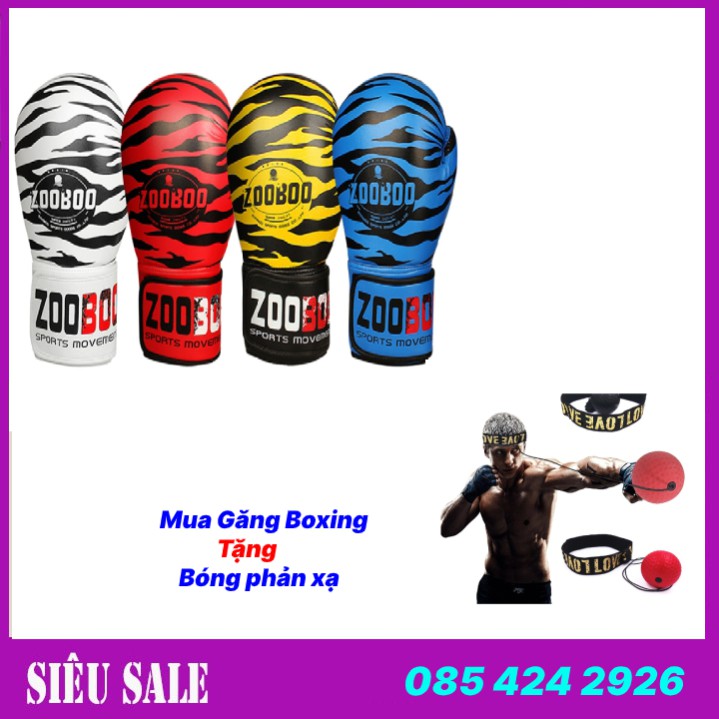 Găng Bao Tay Đấm Bốc Boxing MMA Quyền Anh Zooboo Hổ Vằn + Bóng Đấm Boxing thumbnail