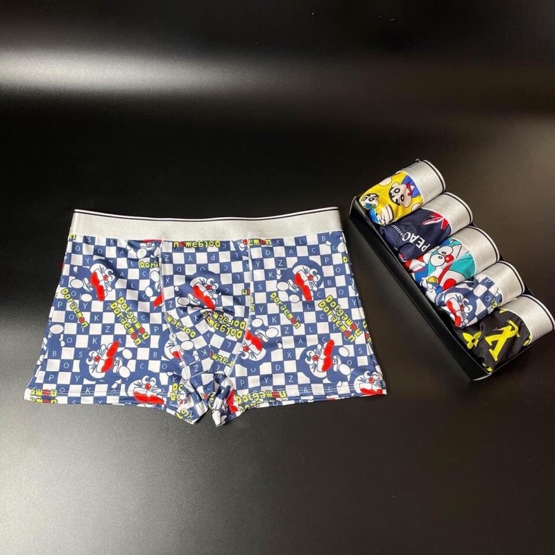 Combo 4 quần sịp in hoạt hình, sịp doremon, quần sịp đùi nam thun lạnh co dãn 4 chiều cho nam