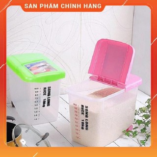 Chính hãng - thùng đựng gạo 10kg song long có bánh xe,thùng đựng gạo song long 15kg