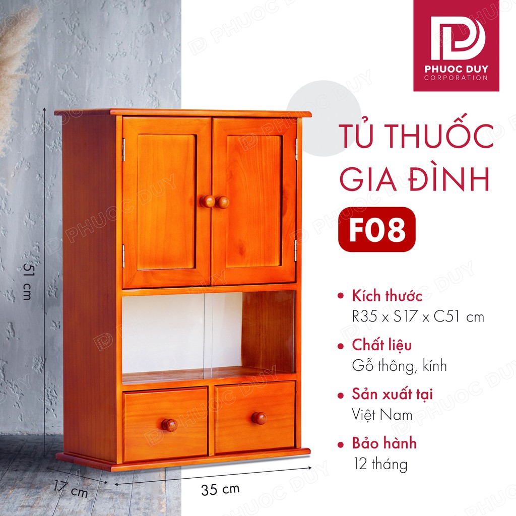 Tủ thuốc - Tủ y tế gia đình gỗ tự nhiên F08