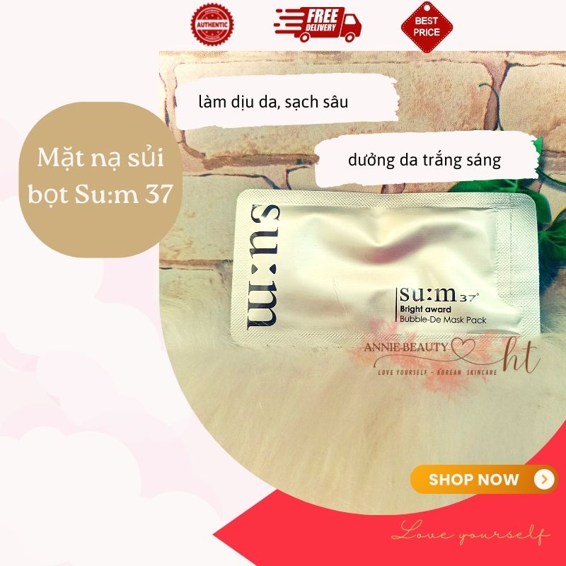 Mặt nạ sủi bọt thải độc SUM 37 - BRIGHT AWARD BUBBLE-DE MASK BLACK 4ml da sạch sâu, trắng sáng