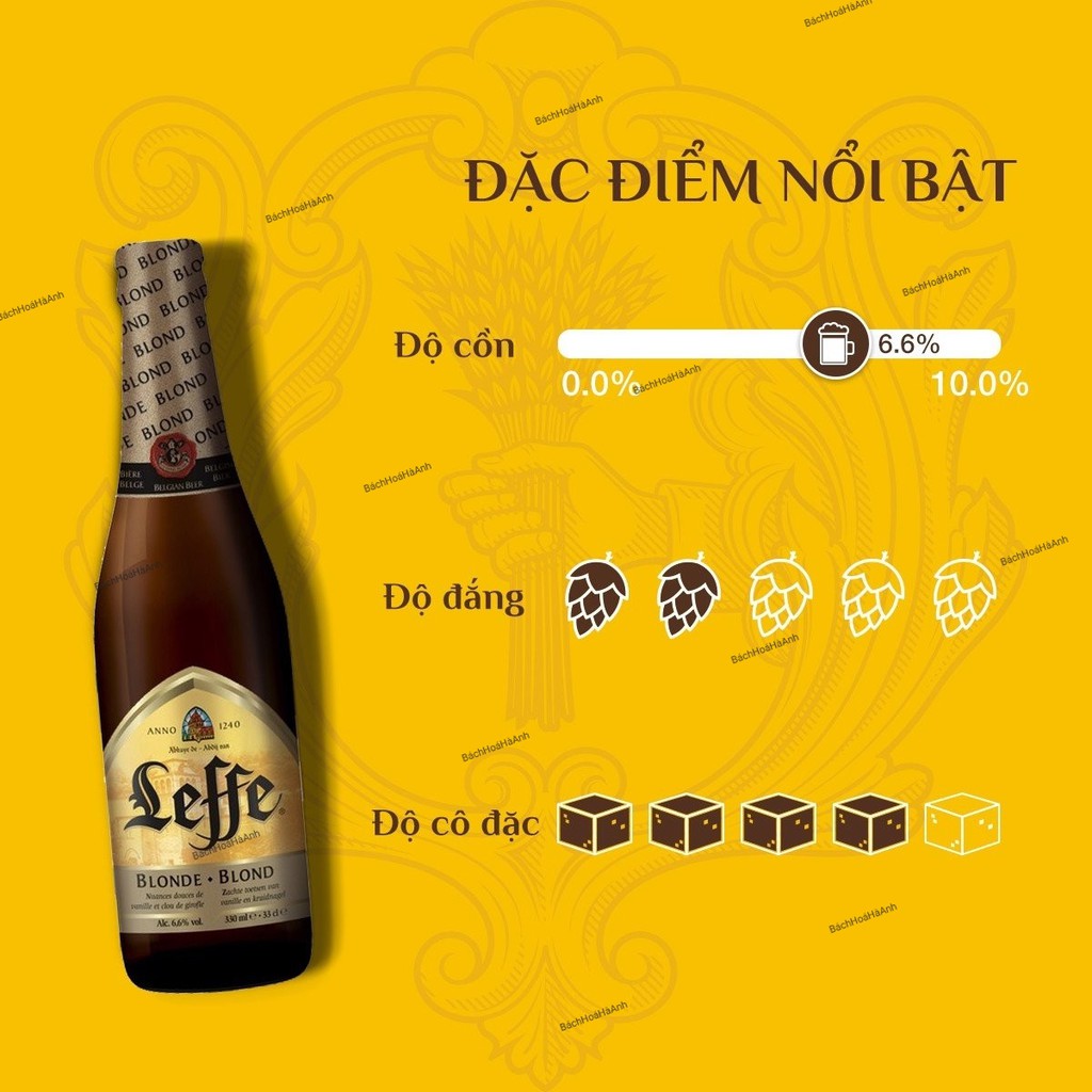 Bia Leffe Blond Vàng 330ml - 6 chai