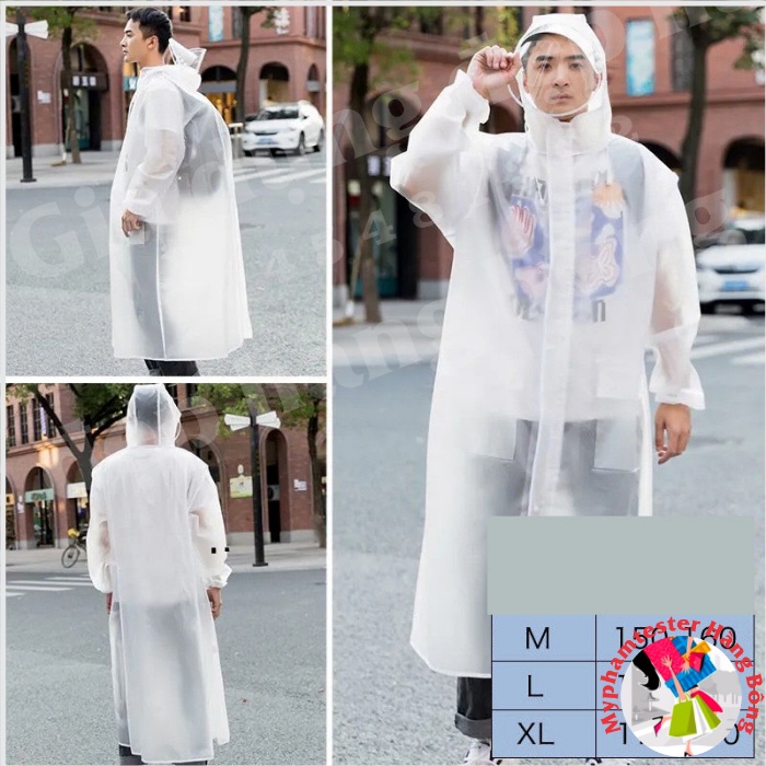 Áo mưa trắng đục cho cả nam và nữ, phong cách Hàn Quốc có kính che mặt trong suốt trắng chất xịn