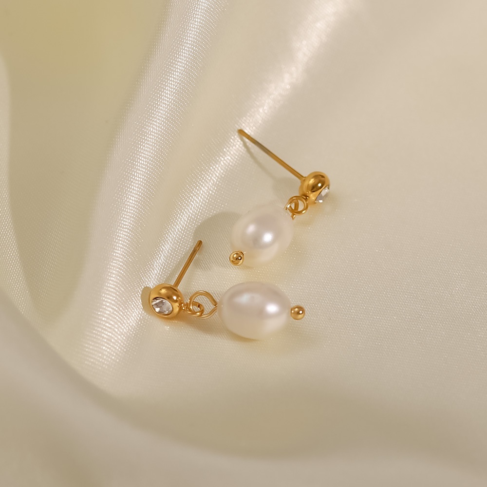 Bông Tai Mạ Vàng 18K Đính Ngọc Trai Phong Cách Retro Pháp