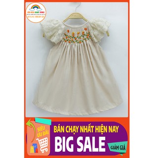 Đầm smock ren thêu hoa