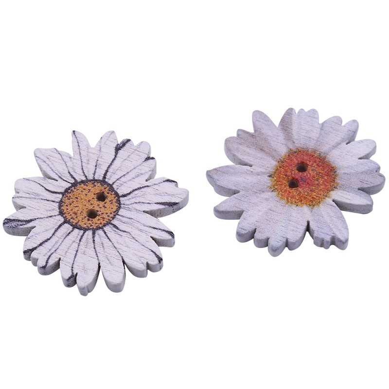 50 cái 25mm Daisy Flower Nút 2 lỗ bằng gỗ cho Thủ công mỹ nghệ Scrapbooking