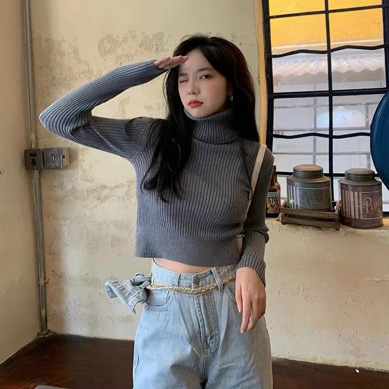 Áo Len Nữ Cao Cổ Dáng Ngắn - 8 mầu Trắng Be Đỏ Đen Xanh Xám Ghi Nâu - Hanlly Fashion - AL6