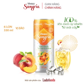 Lốc 6 lon Vivazz Sangria Light - Nước trái cây lên men tự nhiên  vị đào - lon 330ml