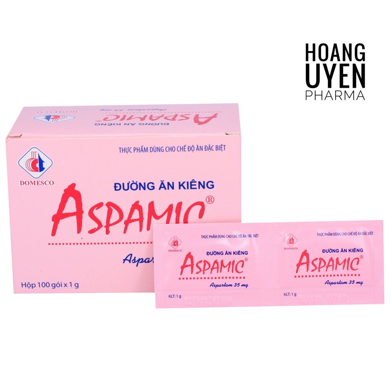 Đường ăn kiêng Aspamic Domesco - Hộp 100 gói