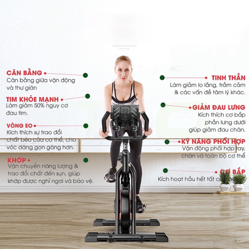 Xe đạp tập gym đa năng JOBUR SPINBIKE GH-709 vận hành êm ái, hệ thống phanh hiện đại, giảm xóc vượt trội