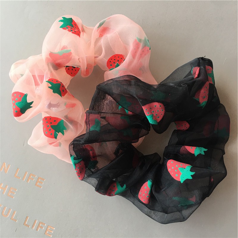 [Mã FASHIONCB231 hoàn tối đa 30K xu đơn 99K] Dây buộc tóc trang trí họa tiết dâu tây xinh xắn