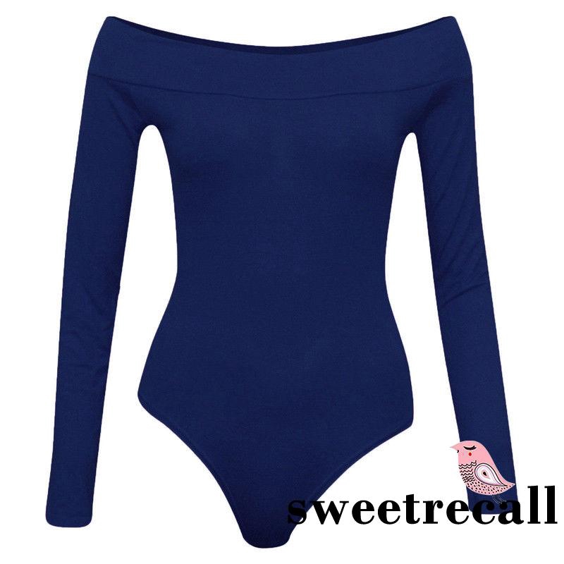 Áo liền quần trễ vai tay dài màu trơn thời trang cho nữ | BigBuy360 - bigbuy360.vn