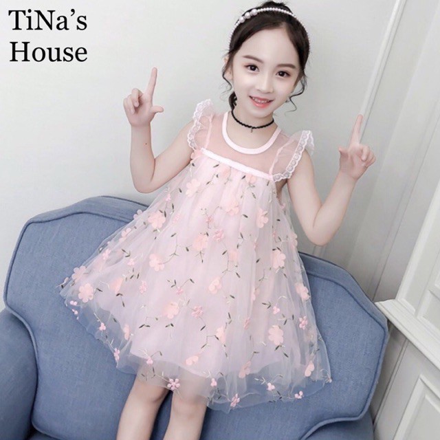 Đầm Công Chúa 03 Lớp TiNa’s House: Phối Ren Kiểu Dáng Đáng Yêu... Cho Bé Từ 01-06 Tuổi.