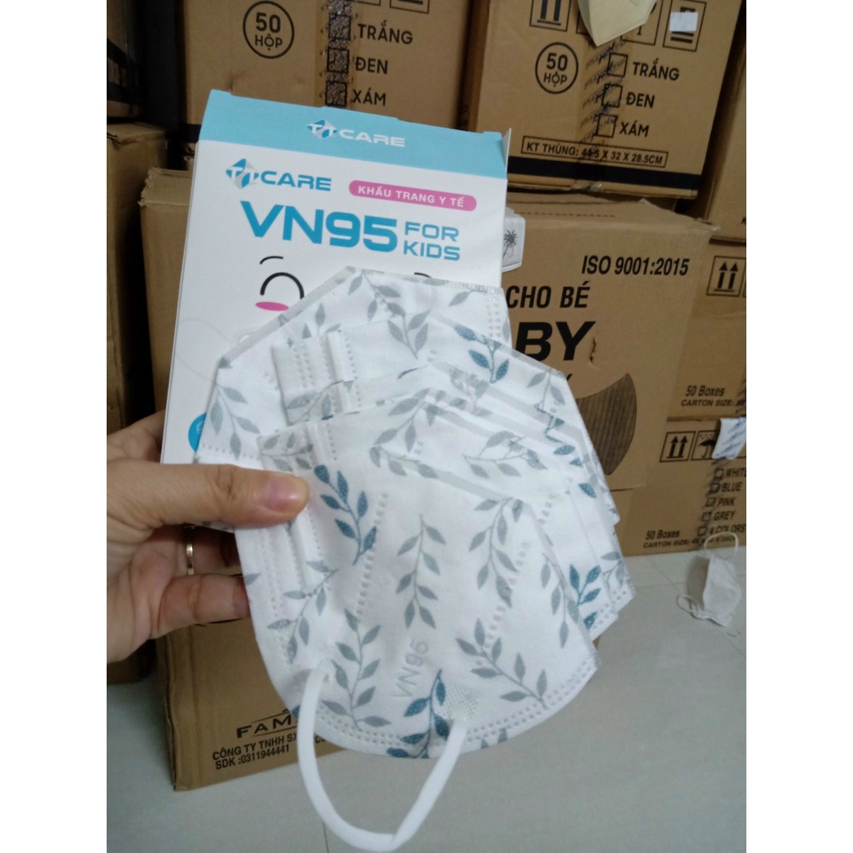 Hộp 10c Khẩu trang trẻ em N95 TTCARE VN95 For Kids chính hãng, 4 lớp kháng khuẩn, nhiều họa tiết