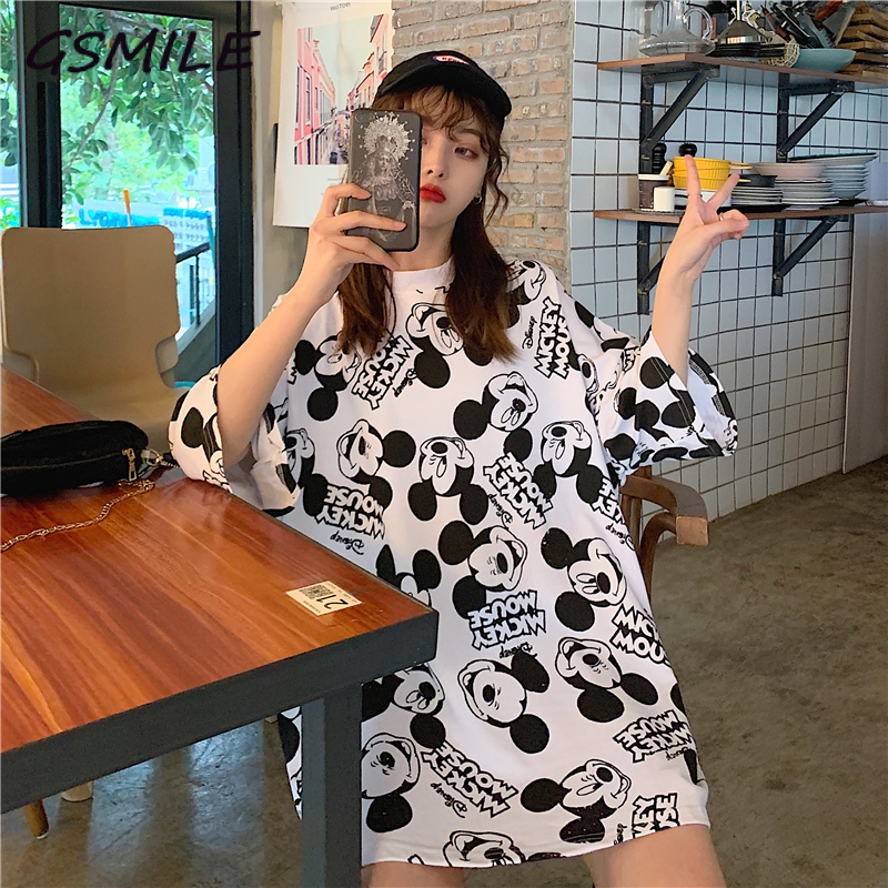 Áo Thun Tay Ngắn Dáng Rộng In Hình Chuột Mickey Phong Cách Hàn Quốc Cho Nữ Sinh | BigBuy360 - bigbuy360.vn
