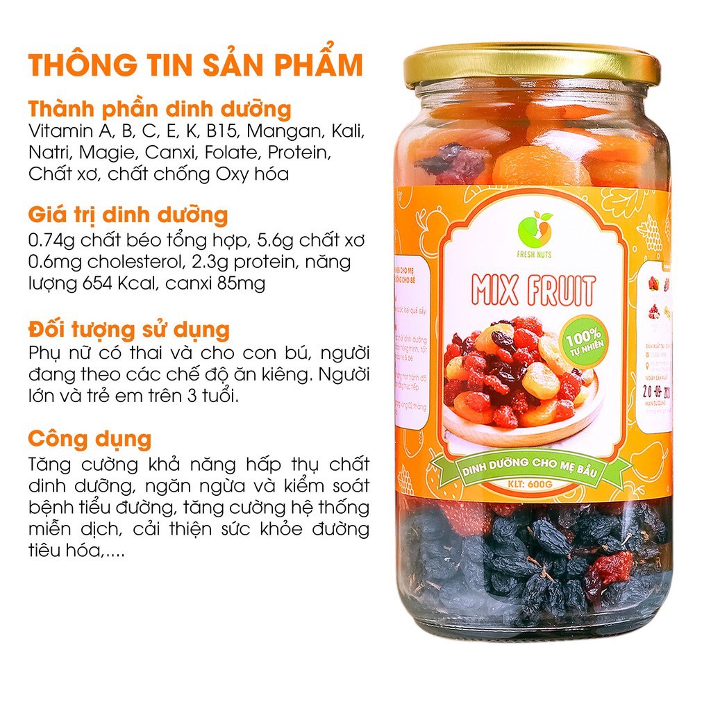 Mix trái cây sấy dẻo đặc biệt theo sở thích, chọn mix các vị hoa quả sấy Dâu Tây, Mơ, Nho Đen , Nam Việt Quất, Xoài, Táo