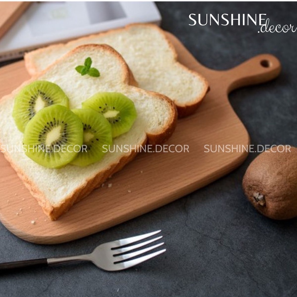 Thớt gỗ khay gỗ có tay cầm đựng đồ ăn phụ kiện chụp ảnh decor trang trí bàn ăn