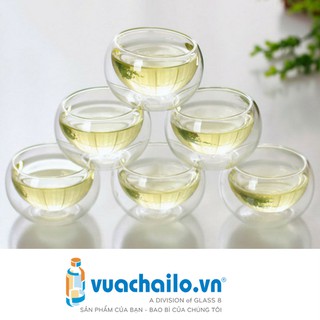 BỘ ẤM CHÉN THỦY TINH 2 LỚP BẾP NẾN