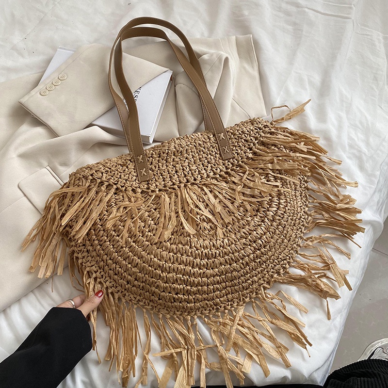 Túi Đeo Vai Đan Rơm Dung Tích Lớn Thời Trang Cho Nữ