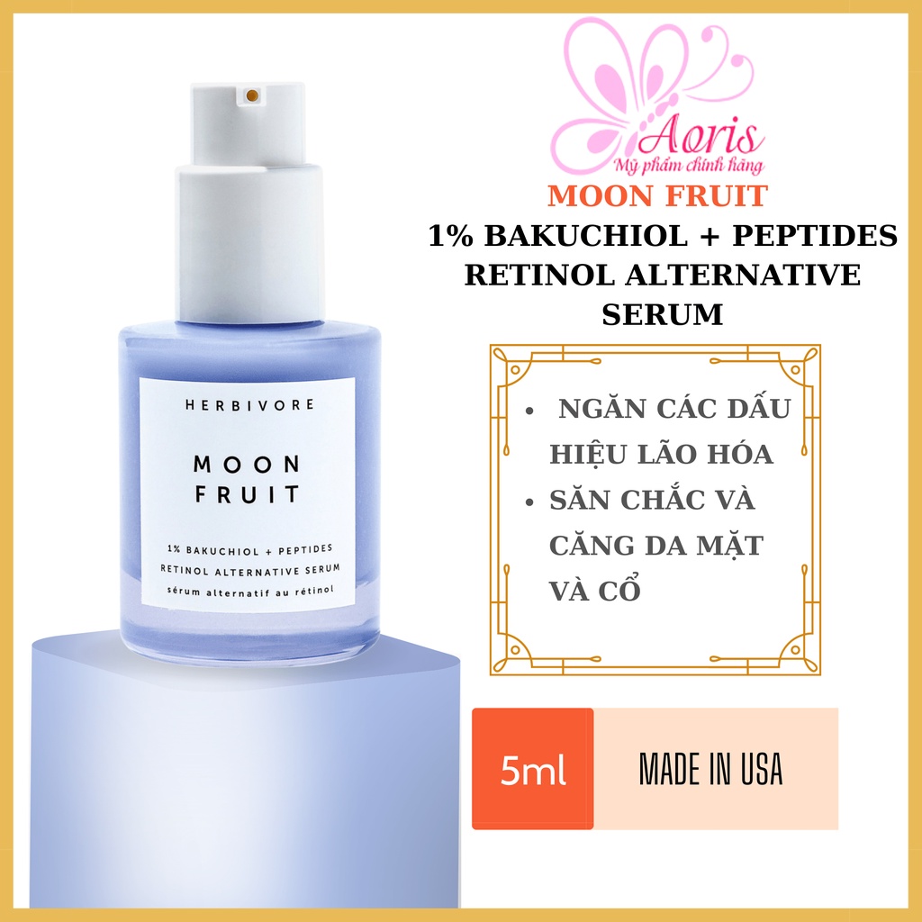 Serum ngăn các dấu hiệu lão hóa Herbivore Moon Fruit 1% Bakuchiol + Peptides Retinol Alternative Serum - 5ml