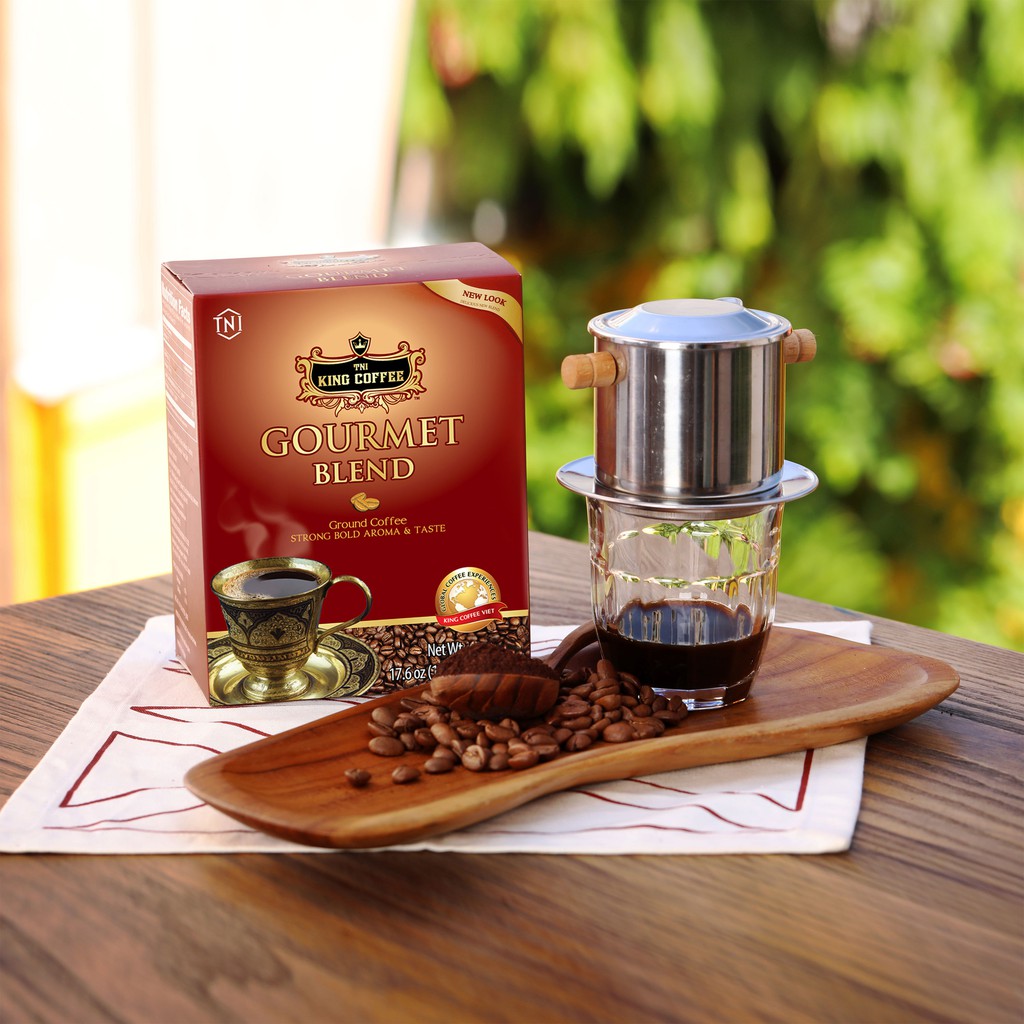 Cà Phê Rang Xay Gourmet Blend KING COFFEE - Hộp 500g phối trộn từ 4 loại hạt café cao cấp