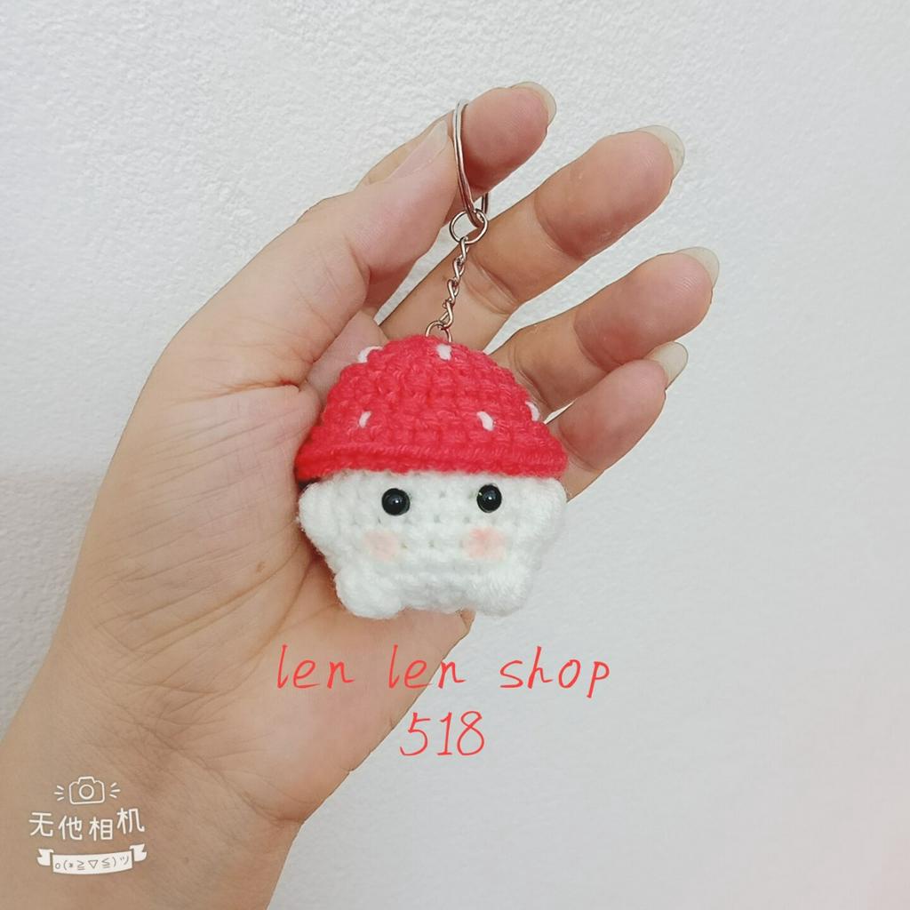 Móc khóa bé nấm bằng len cute