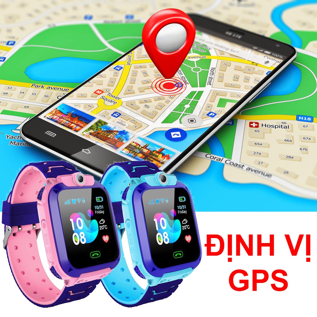 Đồng hồ thông minh định vị trẻ em Q20, định vị GPS, lắp được sim, chống nước, có tiếng Việt